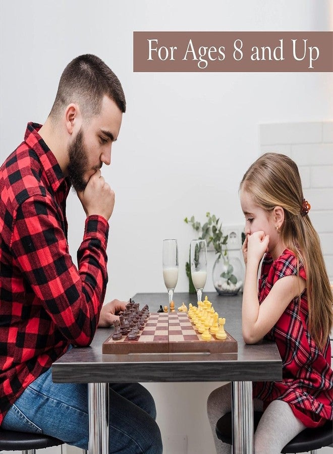 Funspark Magnetic Chess Wooden Board Game Set for Kids & Adults/Folding Design Indoor Outdoor Educational Travel Toys Tournament Chess Best for Adults (Brown) - Image 5